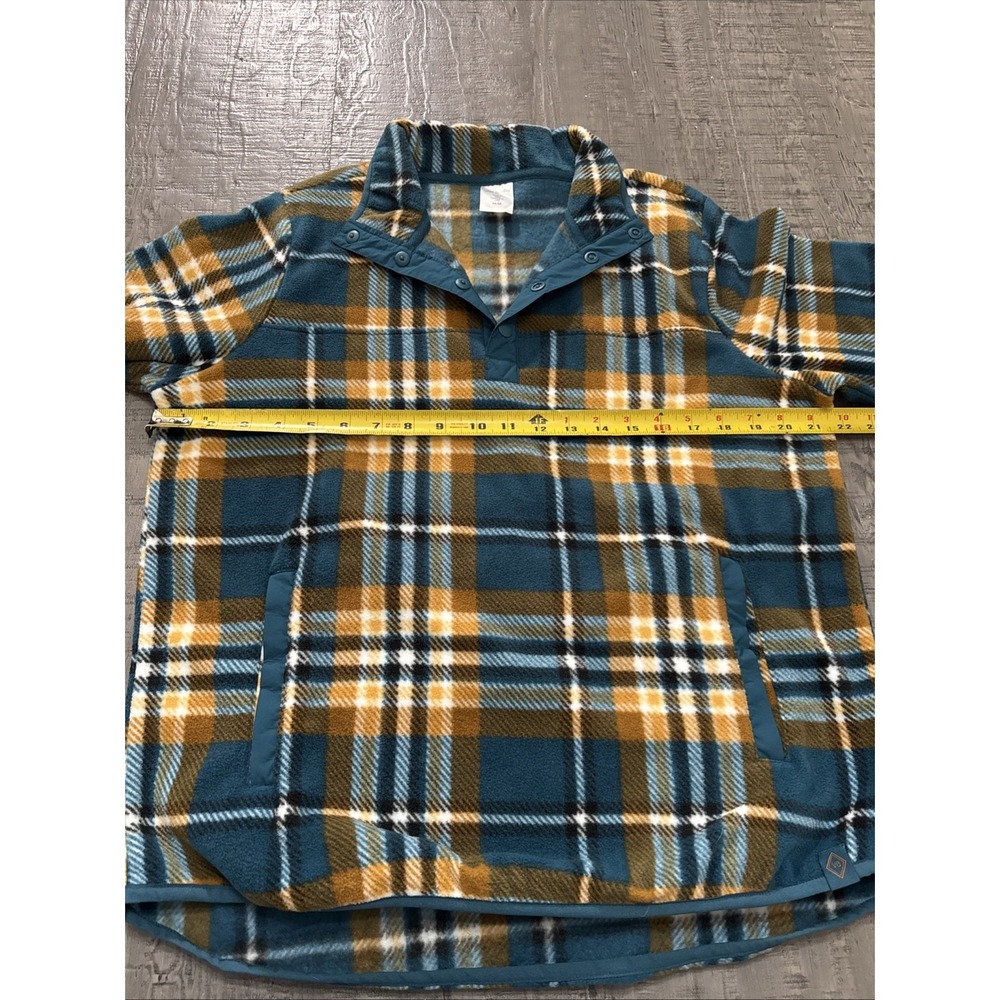 Vera Bradley sporty fleece pullover in plaid Size Medium Gold, Teal, White,Snap - Picture 7 of 9